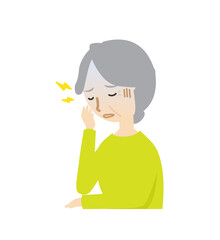 頭痛に悩まされているおばあさん

