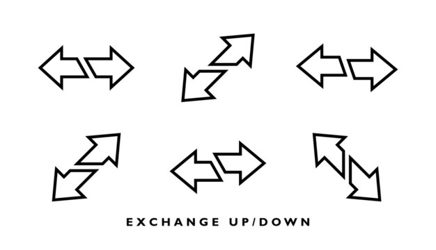 Set exchange arrow sign. Exchange arrow up and down line icon. Design concept for banking, credit, interest rate, finance and money sphere. Vector illustration