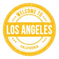 WELCOME TO LOS ANGELES - CALIFORNIA, words written on yellow stamp