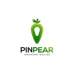 Pin pear logo design gradient color illustration