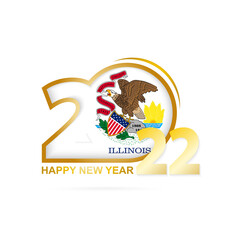 Year 2022 with Illinois Flag pattern. Happy New Year Design.