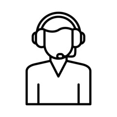 Call Center Worker Vector Line Icon Design