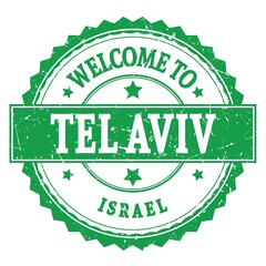 Obraz premium WELCOME TO TEL AVIV - ISRAEL, words written on green stamp