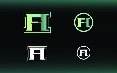 Initials FH logo with a bright color is suitable for E sports teams and others