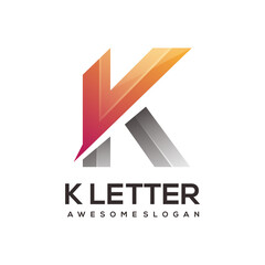 K letter logo colorful gradient illustration
