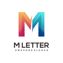 m letter logo colorful gradient illustration
