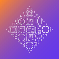 Blockchain concept vector linear rhombus shape illustration