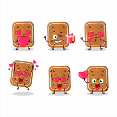 Gingerbread cartoon character with love cute emoticon