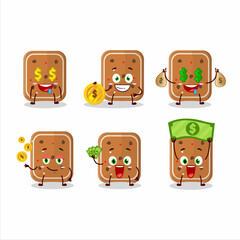 Gingerbread cartoon character with cute emoticon bring money