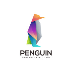 Penguin geometric logo colorful abstract illustration