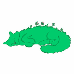 Sleeping meadow cat. Isolated color vector illustration