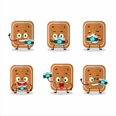 Photographer profession emoticon with gingerbread cartoon character