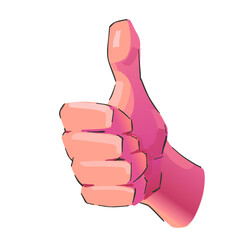 Hand showing symbol Like. Making thumb up gesture icon. Color illustration for web, poster. Vector illustration.