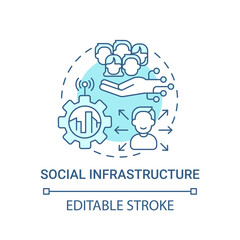Social infrastructure blue concept icon. Social development abstract idea thin line illustration. Healthcare and medicine for citizens. Vector isolated outline color drawing. Editable stroke