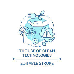 Use of clean technologies blue concept icon. Ecological approach abstract idea thin line illustration. Climate change problem solution. Vector isolated outline color drawing. Editable stroke