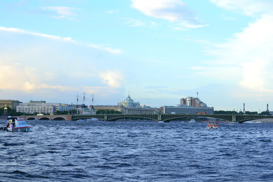 Saint Petersburg, Russia, during white nights, Neva river