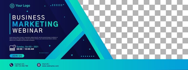 Website banner template design for Business webinar, marketing webinar, online class program, conference event, etc.