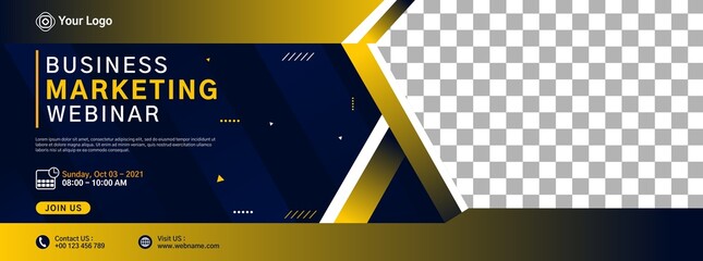 Website banner template design for Business webinar, marketing webinar, online class program, conference event, etc.