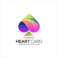 Heart playing card logo colorful gradient