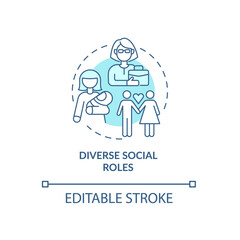 Naklejka premium Social role identification concept icon. Life way direction and personal development. Family and careering abstract idea thin line illustration. Vector isolated outline color drawing. Editable stroke