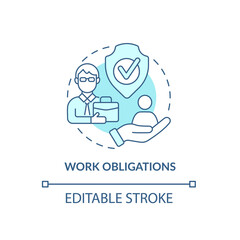 Work tasks concept icon. Social security. Health and safety measures. Employment relationship abstract idea thin line illustration. Vector isolated outline color drawing. Editable stroke