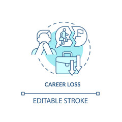 Job loss concept icon. Adulthood problem. Life difficulties. Career ups and downs. Midlife threats abstract idea thin line illustration. Vector isolated outline color drawing. Editable stroke