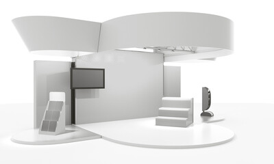 Retail trade stand, Information desk or exhibition counter isolated, Reception mock-up