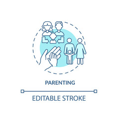 Child rearing concept icon. Togetherness. Family life. Childbearing. Kid care and protection. Parenting abstract idea thin line illustration. Vector isolated outline color drawing. Editable stroke