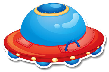A sticker template with UFO or unidentified flying object isolated