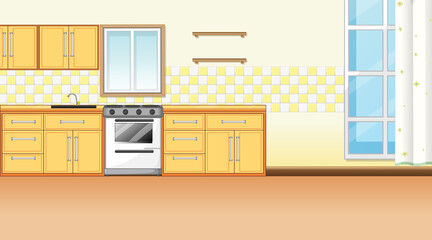 Kitchen interior design with furniture