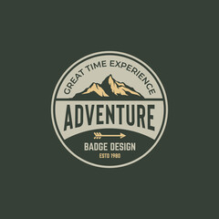 Adventure Great time experience, badge design label vintage patch hand drawn illustration