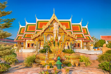 SAKON NAKHON, THAILAND-APRIL 16, 2018 : Wat Pratat Choeng Chum.  the landmark of SAKON NAKHON Province,Thailand on APRIL 16, 2018.