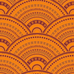 Ethnic circle shapes seamless geometric pattern.