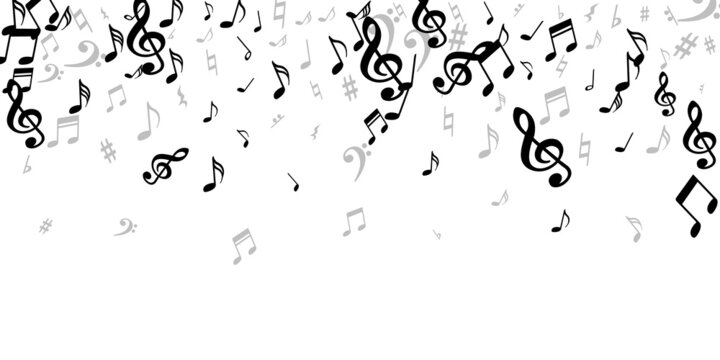 Music note icons vector backdrop. Melody notation