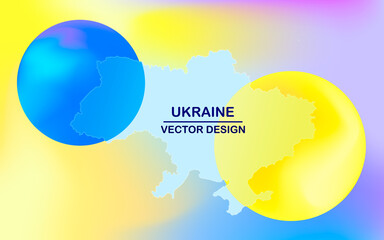 Ukraine map on a yellow-blue background. Vector design for creating postcards, banners, covers, previews, for the Ukrainian holidays - the day of independence of Ukraine.