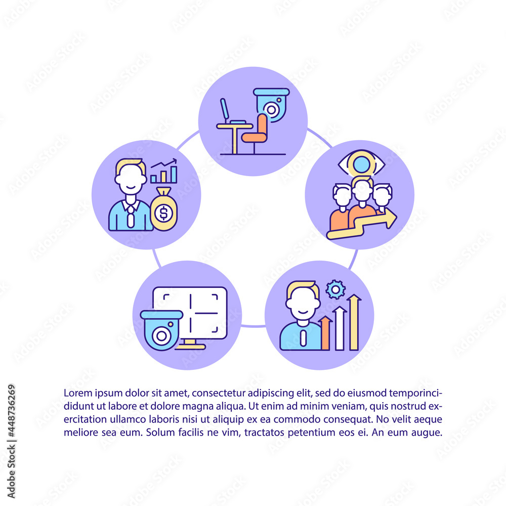 Poster Security system for business concept line icons with text. PPT page vector template with copy space. Brochure, magazine, newsletter design element. Responsibility growth linear illustrations on white