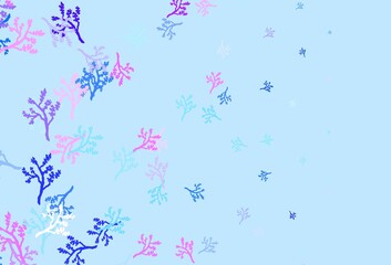 Fototapeta na wymiar Light Pink, Blue vector doodle pattern with branches.