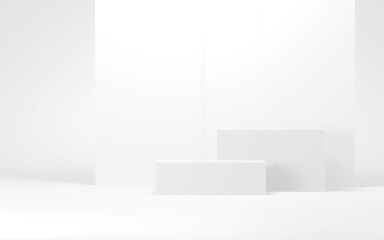 Podium abstract background. Geometric shape.white colors scene. Minimal 3d rendering. Scene with geometrical background. 3d render