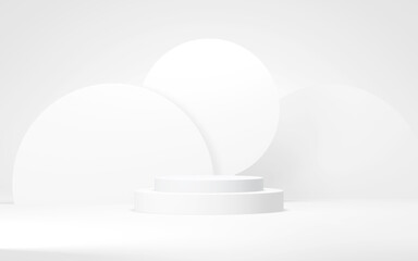 Podium abstract background. Geometric shape.white colors scene. Minimal 3d rendering. Scene with geometrical background. 3d render
