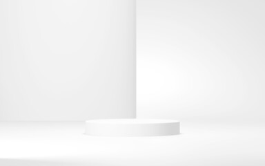 Podium abstract background. Geometric shape.white colors scene. Minimal 3d rendering. Scene with geometrical background. 3d render