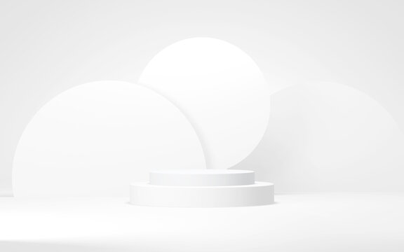 Podium abstract background. Geometric shape.white colors scene. Minimal 3d rendering. Scene with geometrical background. 3d render © WC Studio