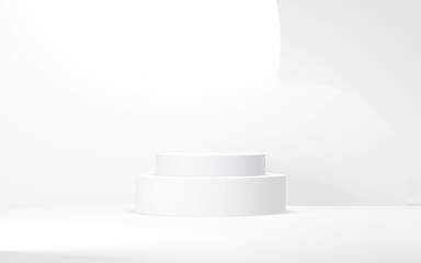 Podium abstract background. Geometric shape.white colors scene. Minimal 3d rendering. Scene with geometrical background. 3d render