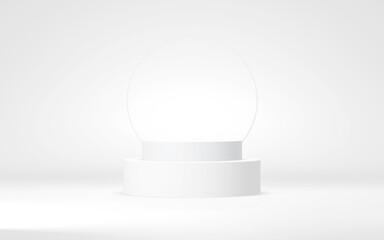 Podium abstract background. Geometric shape.white colors scene. Minimal 3d rendering. Scene with geometrical background. 3d render