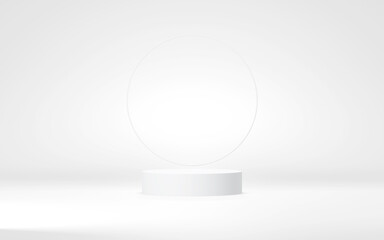 Podium abstract background. Geometric shape.white colors scene. Minimal 3d rendering. Scene with geometrical background. 3d render
