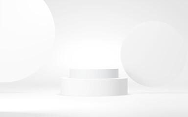 Podium abstract background. Geometric shape.white colors scene. Minimal 3d rendering. Scene with geometrical background. 3d render