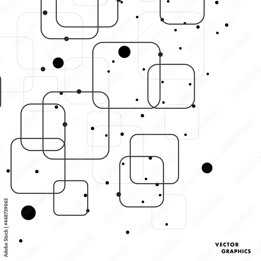 Poster Vector square connected with dots. Technology futuristic mesh. Web style presentation background