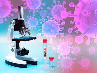 Doctor use microscope in a medical research lab or science laboratory, study for making vaccine to...