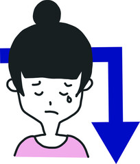 不運で運気が下がるモノクロの上半身の女性