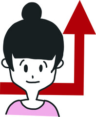 気分上々なモノクロの上半身の女性