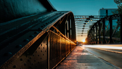 Hanging Bridge in Valladolid (Spain) at sunset